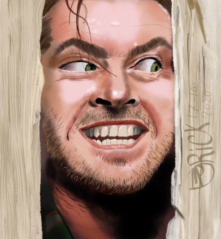 Shining jack Nicholson Stephen king realistische tekening