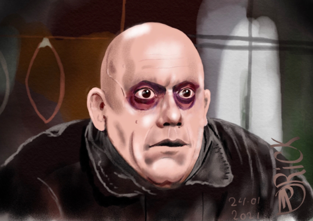 Fester Addams realistische tekening