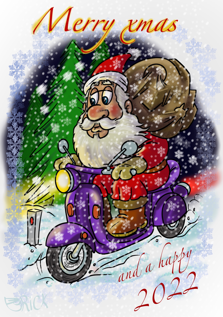 Santa on a scooter